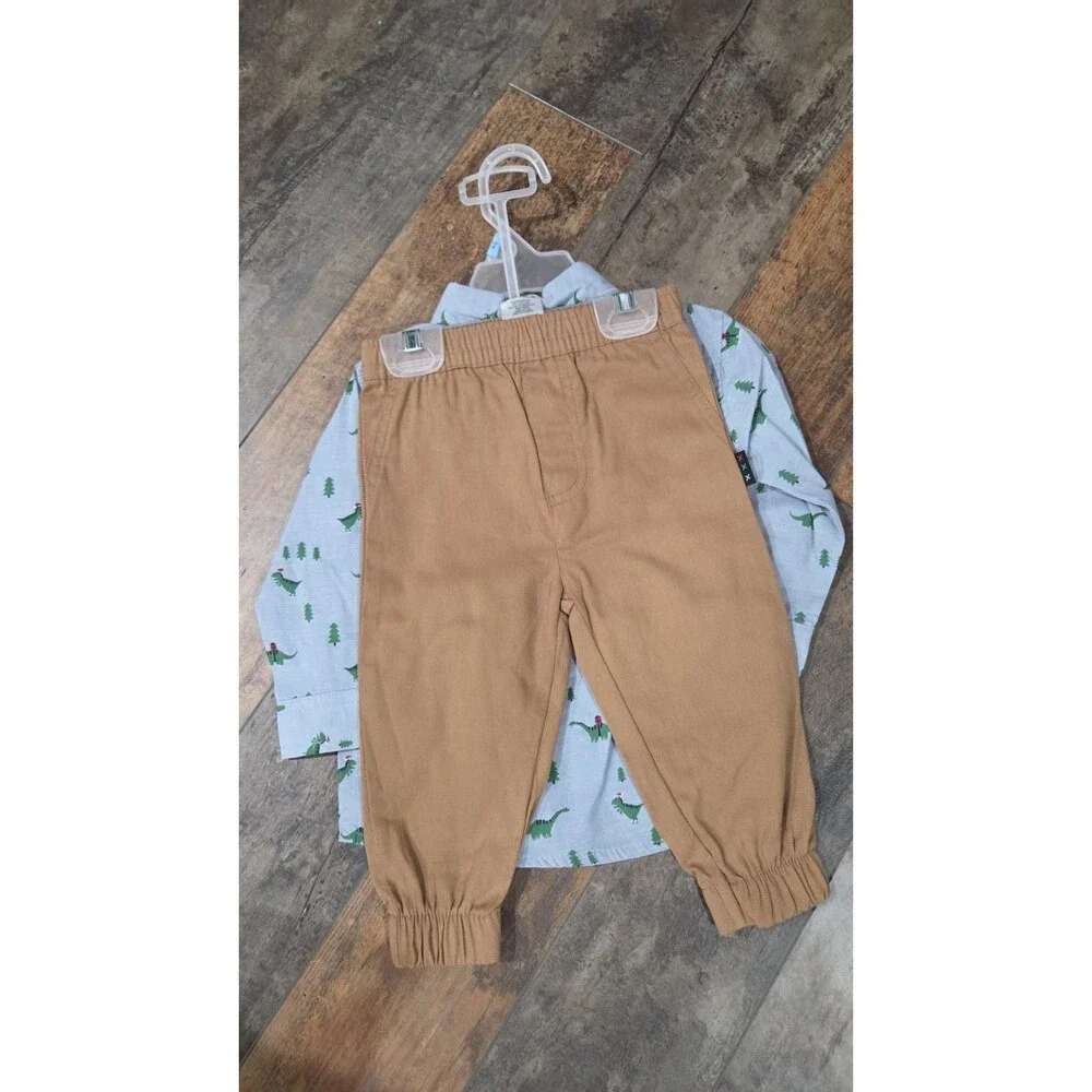 Buttons And Thread Boys Dinosaurs Christmas Outfit NWT Sz 18M B9